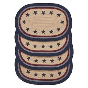 My Country 15 in. W x 10 in. H Multi Cotton Blend Stars Oval Placemat (Set of 4)