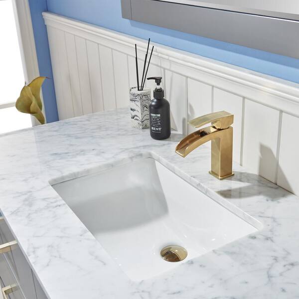 Altair Remi 48 In Single Bathroom Vanity Set In Gray And Carrara White Marble Countertop With Mirror 5348 Gr Ca The Home Depot