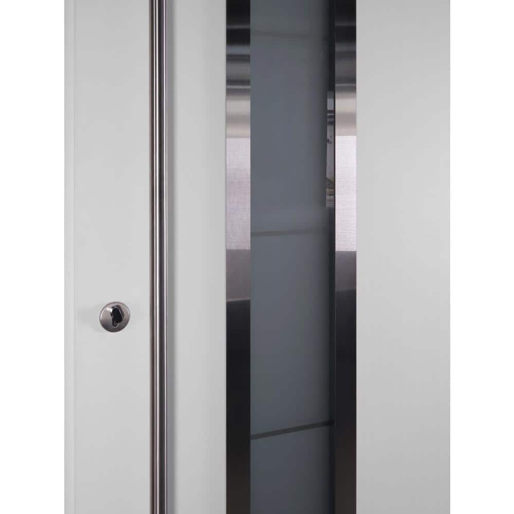 Argos Black Zinc-Galvanized Steel Front Door with Frosted Glass
