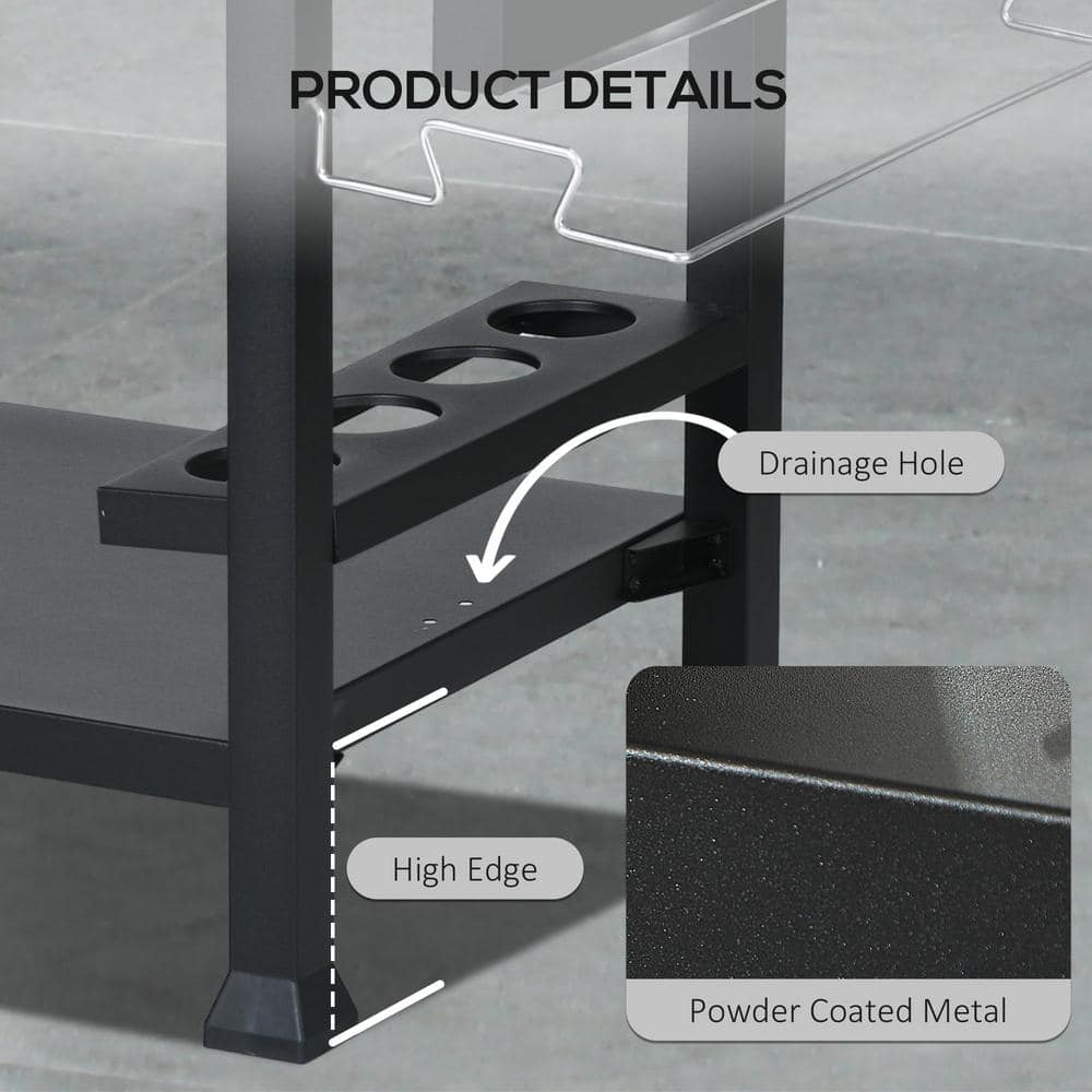 Stainless Steel Outdoor Grill Cart with Folding Side Table and Wheels