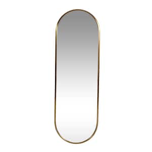 Oldham 47.50 in. x 15.50 in. Modern Oval Framed Brushed Brass Accent Mirror