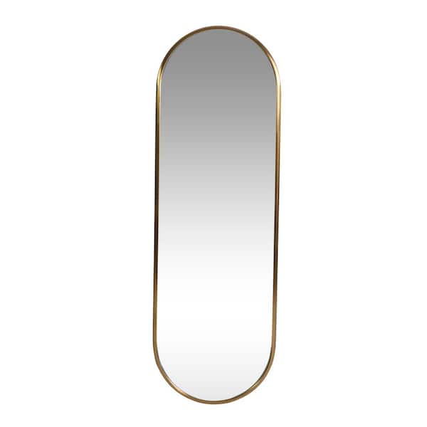 Noble House Oldham 47.50 in. x 15.50 in. Modern Oval Framed Brushed Brass Accent Mirror