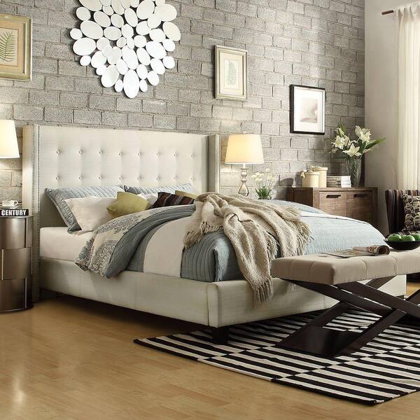 HomeSullivan Franklin Park White Queen Upholstered Bed