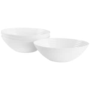 Patio 14 fl.oz 4-Piece Tempered Opal Glass Cereal Bowl Set in White
