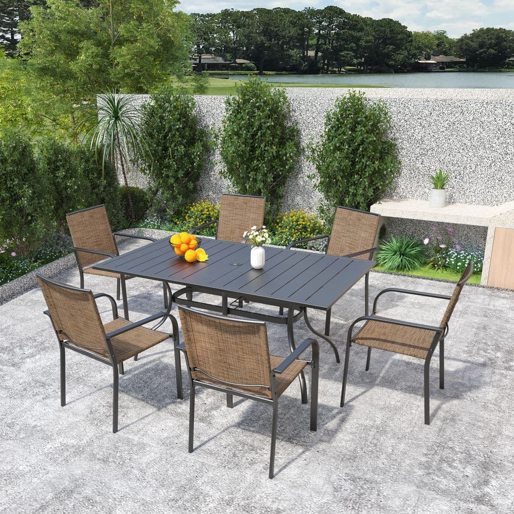 7-Piece Metal Outdoor Dining Set with Stackable Chairs price history on PriceWatchPro