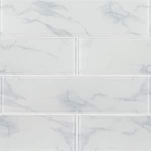 Cove White 4 in. x 16 in. Subway Gloss Glass Wall Tile (17.77 sq. ft./Case)