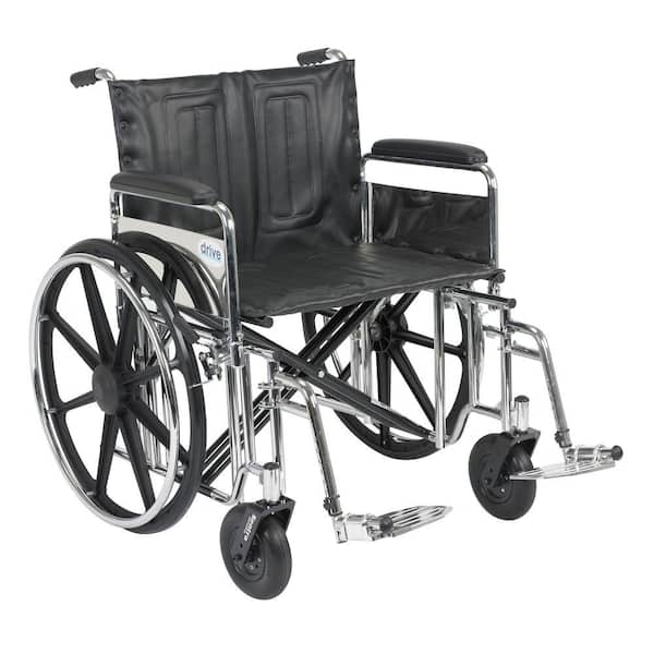 Drive Sentra Extra Heavy Duty Wheelchair with Detachable Full Arms and Swing-Away Footrest