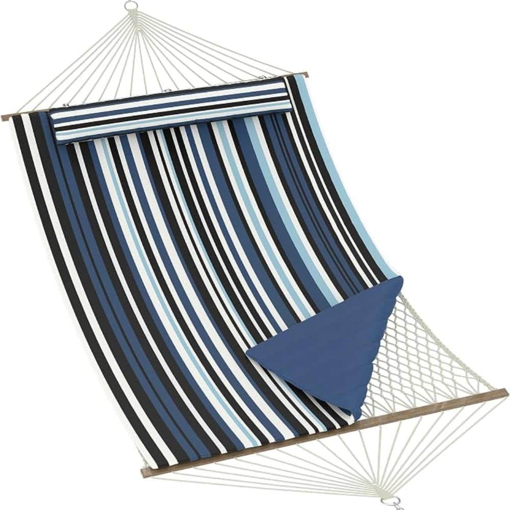 Double Hammock with Stand, 2-Person Cotton Rope Hammock, Detachable Quilted Pad & Pillow, Heavy Duty Steel Frame price history on PriceWatchPro