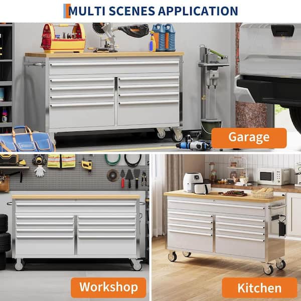 Garvee 72 in. W x 18 in. D Heavy Duty 15-Drawer Mobile Workbench