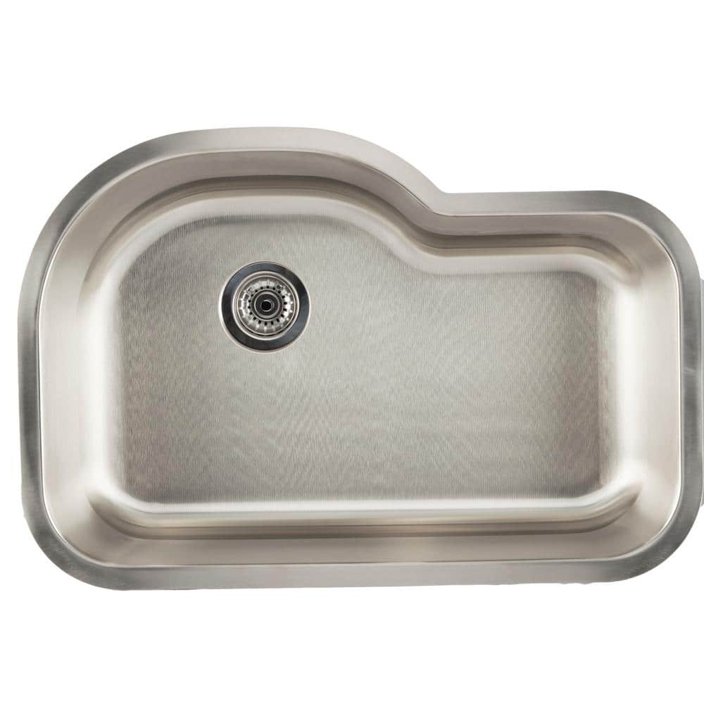 Stainless Steel 31.125 in. W Single Bowl Undermount Kitchen Sink, Silver