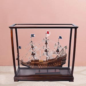 Dahlia Abstract Classic Brown For Midsize Tall Ship Display Case