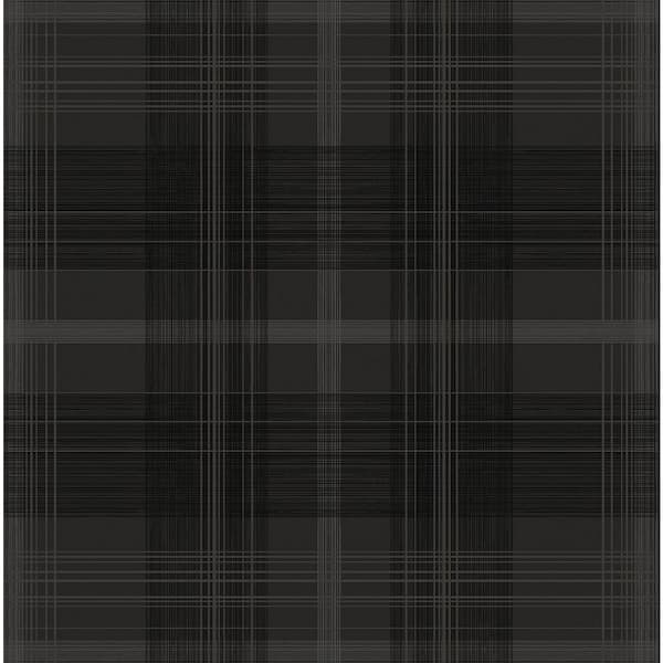 17.08 sq. ft. Wrought Iron Crossroads Plaid Vinyl Peel and Stick Wallpaper Roll