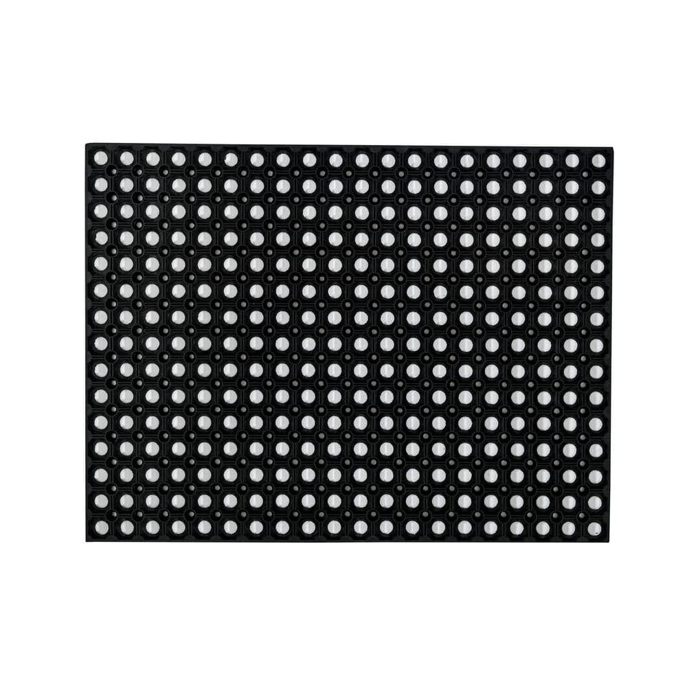 Heavy Duty Black Rubber Outdoor Fall Entrance Mat - 24" x 32"