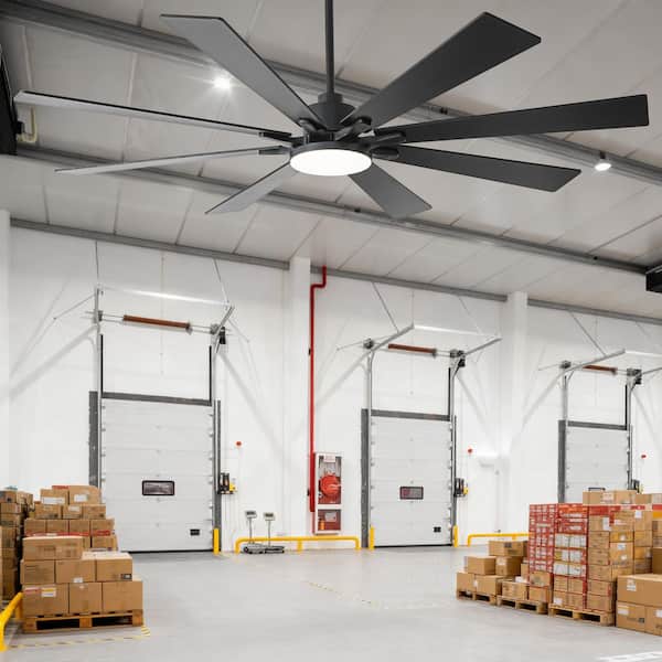 72 in. Indoor Integrated LED Matte Black 6-Speed Ceiling Fan with Light and Remote Control