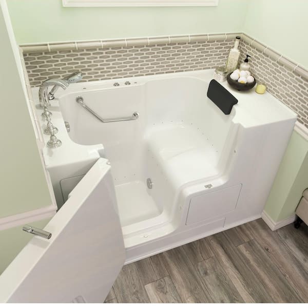 Gelcoat premium series 32 in. x 52 in. Left Hand Drain Soaking Bathtub in White