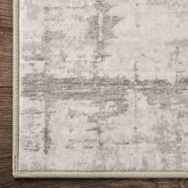 Theo Dusty Beige 5 ft. x 7 ft. Woven Abstract Polyester Area Rug