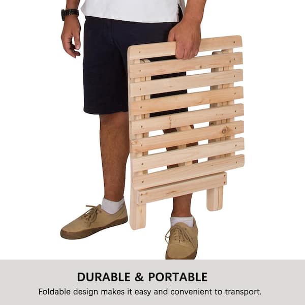 Natural Square Wood Folding Outdoor Side Table Z00GB1C57S