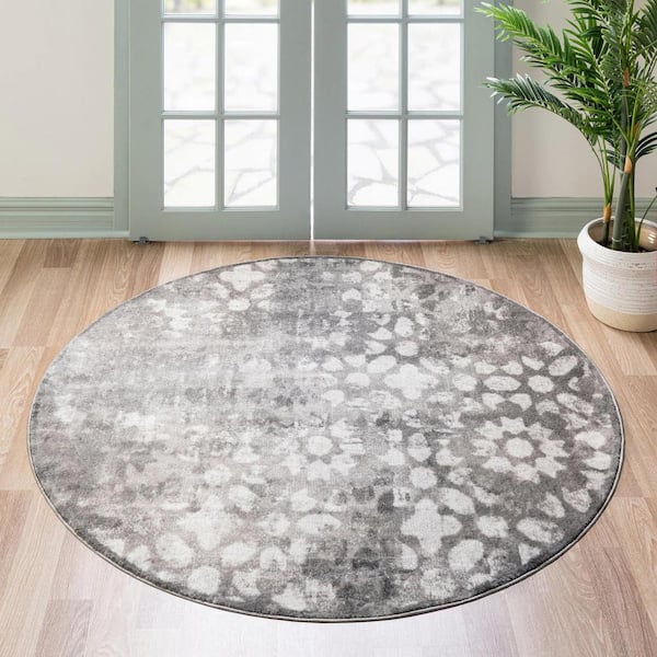 Sofia Larvotto Dark Gray 7 ft. x 7 ft. Area Rug