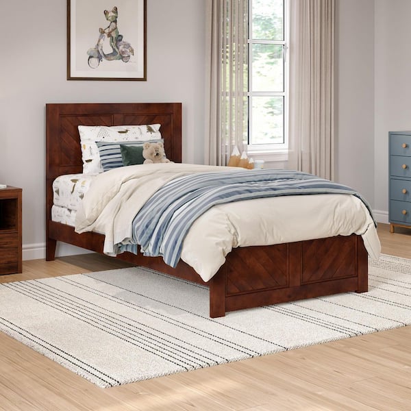 AFI Canyon Walnut Brown Solid Wood Twin Foundation Bed Frame with Matching Footboard