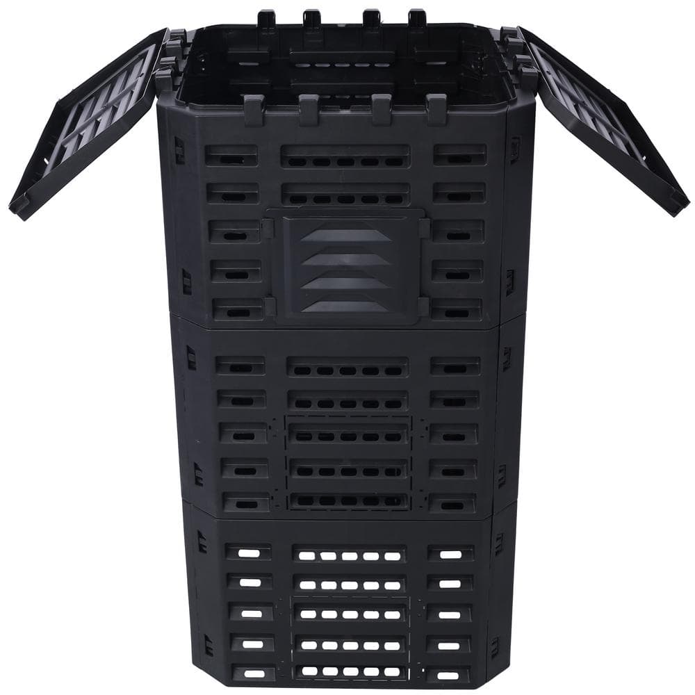 Large Black Recycled Plastic Garden Composter Bin