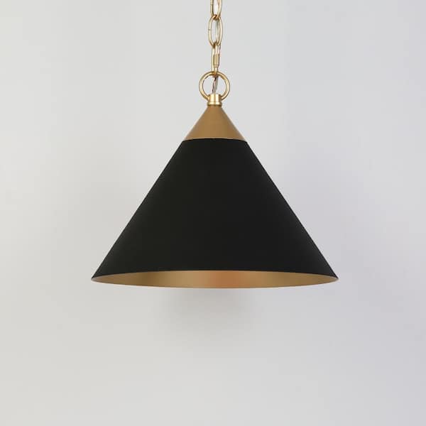 Zevni Mid-Century Modern 11.8 in. 1-Light Gold and Matte Black