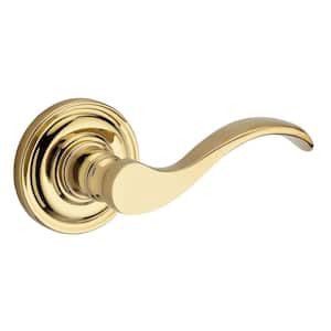 Reserve Curve Lifetime Polished Brass Bed/Bath Door Handle with Traditional Round Rose