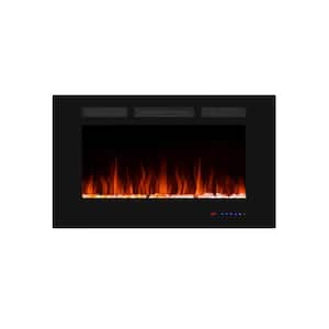 36 in. 1500W/750W Electric Fireplaces Recessed Fireplace Insert, Remote, Overheating Protection, Touch Screen, Black