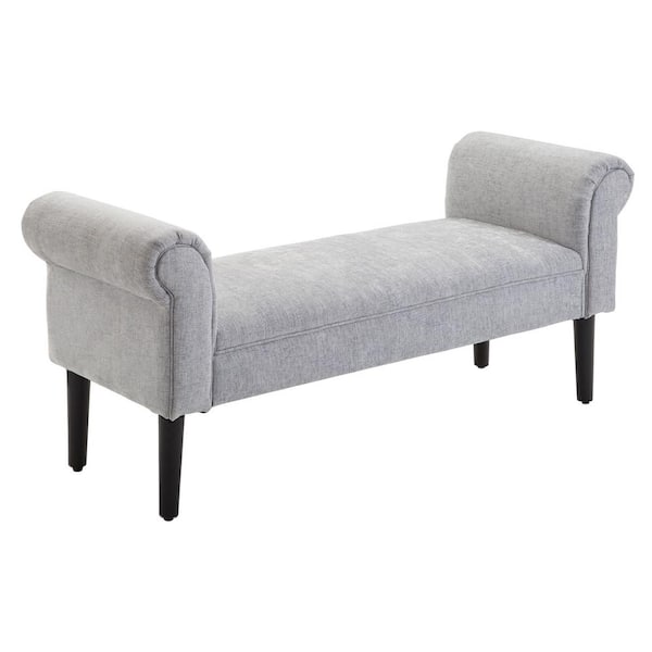 HOMCOM Light Grey Polyester Armrest Ottoman Bench 23 in. x 52 in. x 18 in.