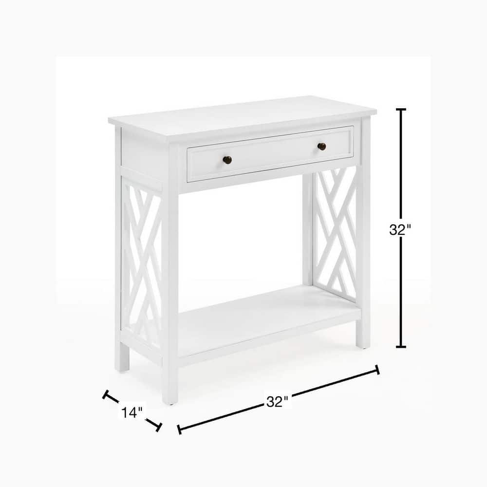 White Pine and Metal Console Table with Storage