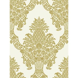 60.75 sq ft Gold Pineapple Plantation Pre-Pasted Wallpaper