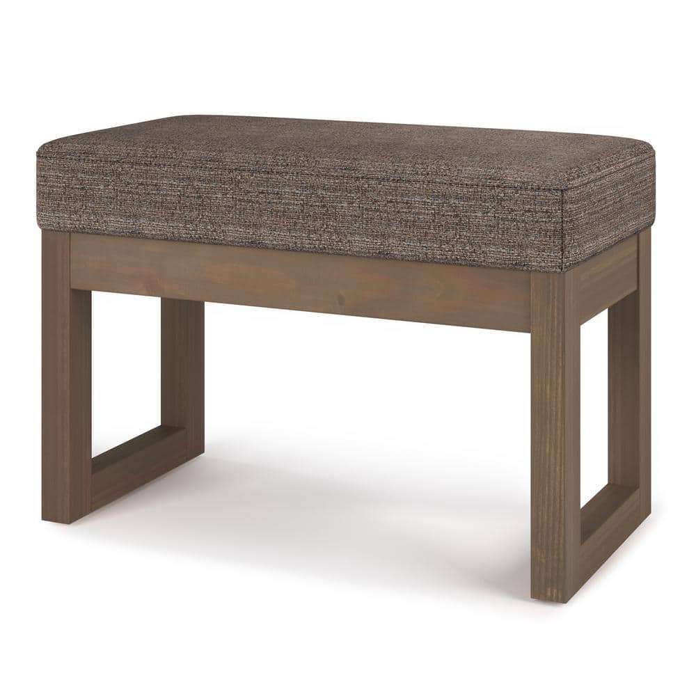 Milltown Mink Brown Tweed Fabric Footstool with Wood Frame