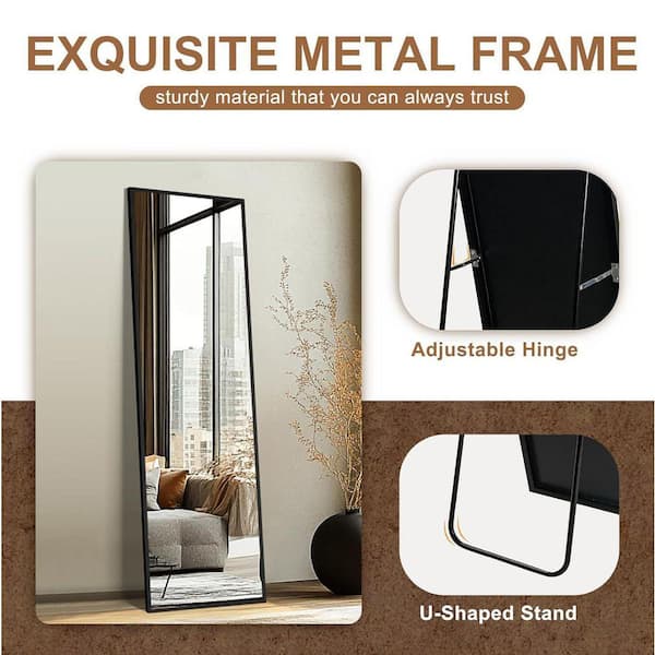 大きな鏡！ Black 15 in. W x 56 in. H Rectangle Metal Wall Full Length Mirror