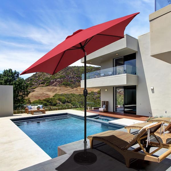 Maypex 6.5 ft. Steel Crank and Tilt Square Market Patio Umbrella in Red
