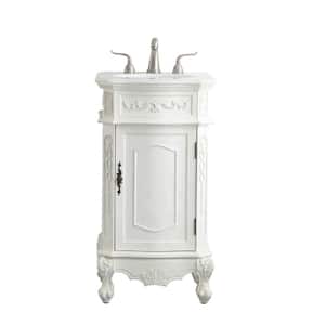 Simply Living 19 in. W x 19 in. D x 36 in. H Bath Vanity in Antique White with Ivory White Engineered Marble