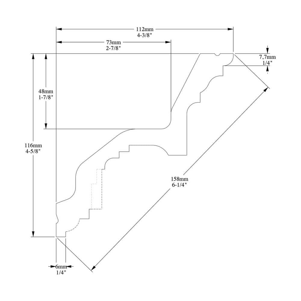 White Polyurethane Crown Moulding 78in Long