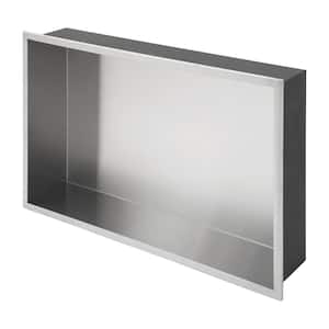 21 in. x 13 in. Brushed Nickel Stainless Steel Wall Mounted Rectangular Shower Niche Single Shelf