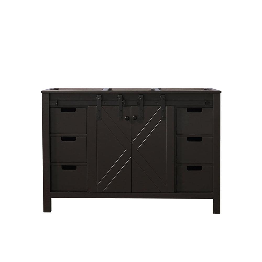 Marsyas 48" Brown Freestanding Vanity Cabinet with Barn Doors