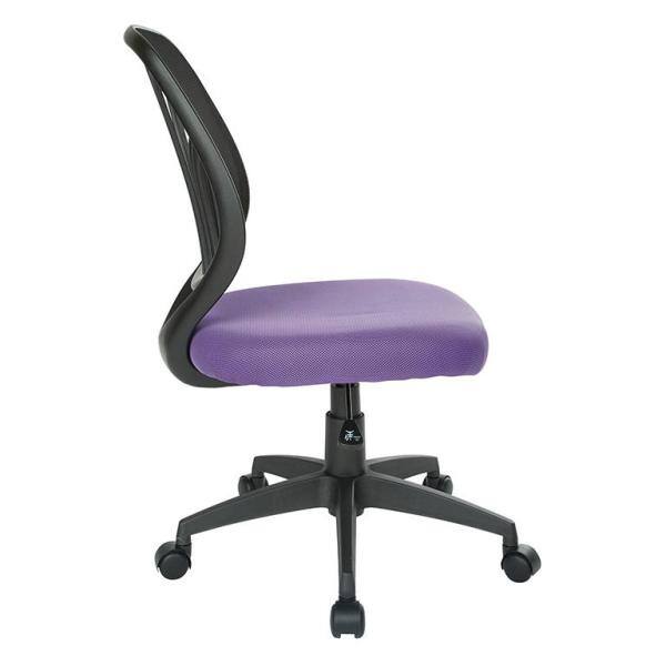 Purple Mesh Armless Swivel Task Chair with Lumbar Support