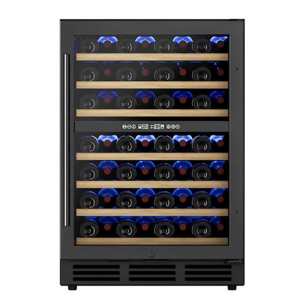 23.5 in. Dual Zone 54-Bottle Undercounter/ Freestanding Wine Cooler in Black