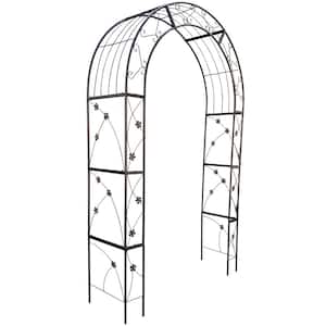 98.4 in. x 58 in. x 19 in. Black Outdoor Metal Garden Arbor Plant Climbing Trellis for Wedding and Party
