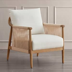 Calliope Cream Modern Fabric Accent Chair with Solid Wood Frame Armchair for Living Room or Bedroom