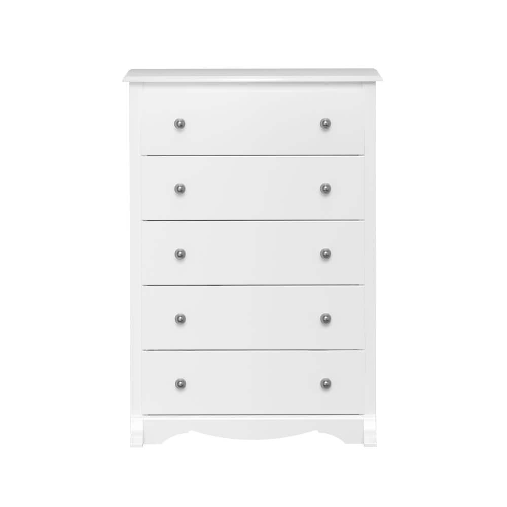 Fremont White 5-Drawer Tall Dresser in Laminated Composite Wood