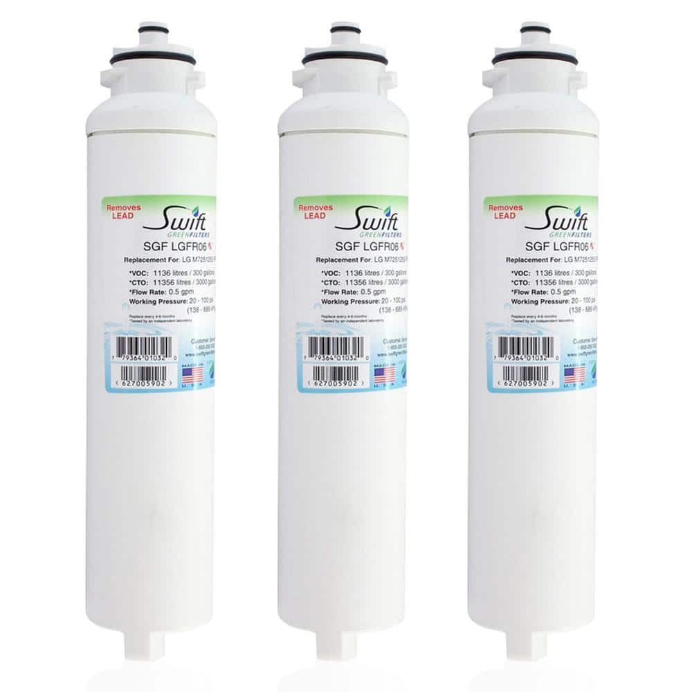 Swift Green Filters Compatible Pharmaceuticals Refrigerator Water Filter for LG M7251242FR-06 (3-Pack) -  SGF-LGFR06 Rx-3