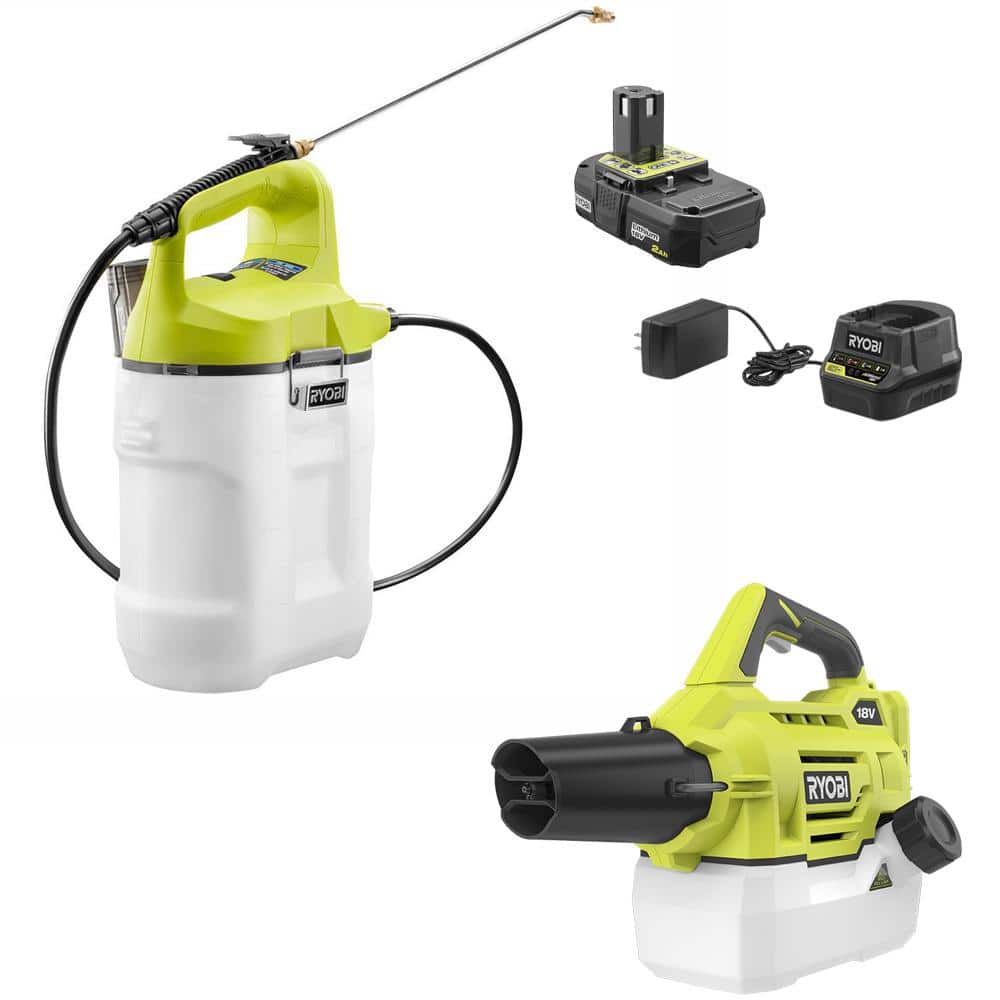 RYOBI ONE+ 18V Cordless Battery Gal. Chemical Sprayer and Cordless  Fogger/Mister (2-Tool) with 2.0 Ah Battery and Charger P2830-P2805BTL The  Home Depot