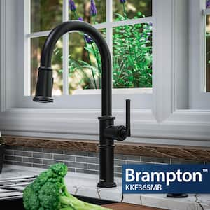 Brampton Single Handle Pull-Down Sprayer Kitchen Faucet in Matte Black