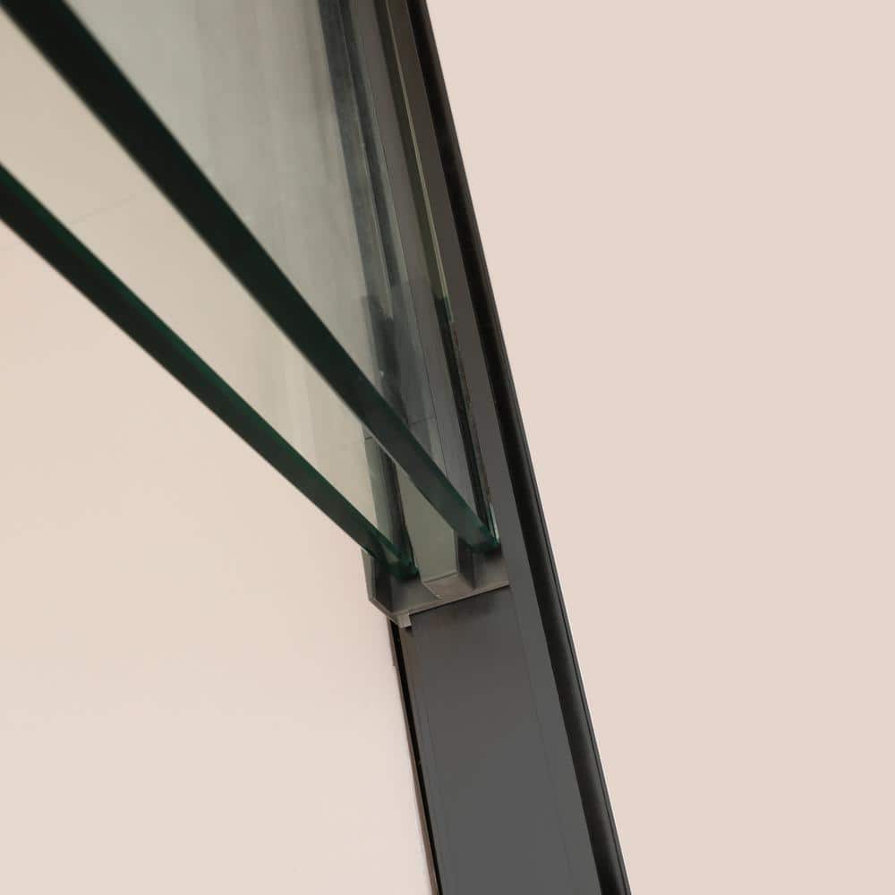 48" Matte Black Semi Frameless Sliding Shower Door