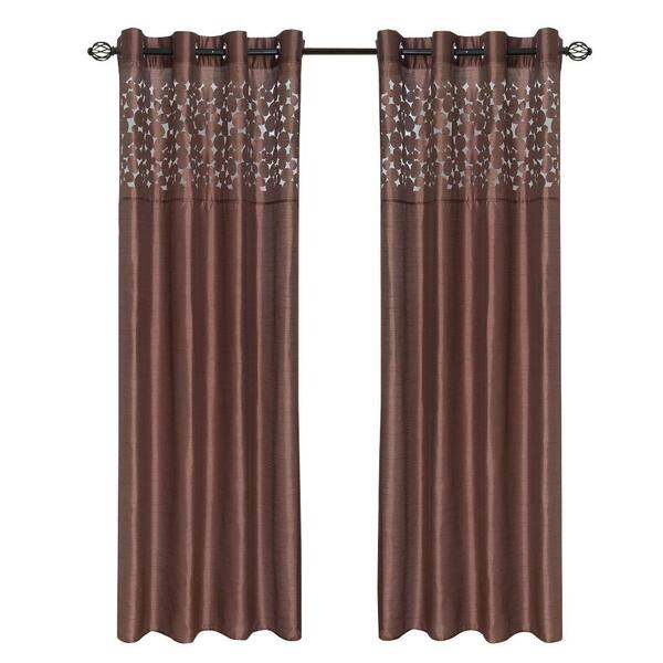 Lavish Home Chocolate Karla Laser-Cut Grommet Curtain Panel, 108 in. Length