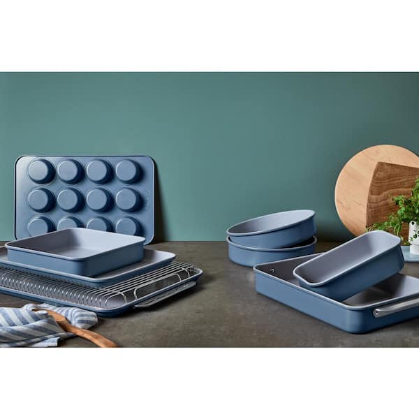 Crate & Barrel Slate Blue 3-Piece Non-Stick Cookie Sheet and