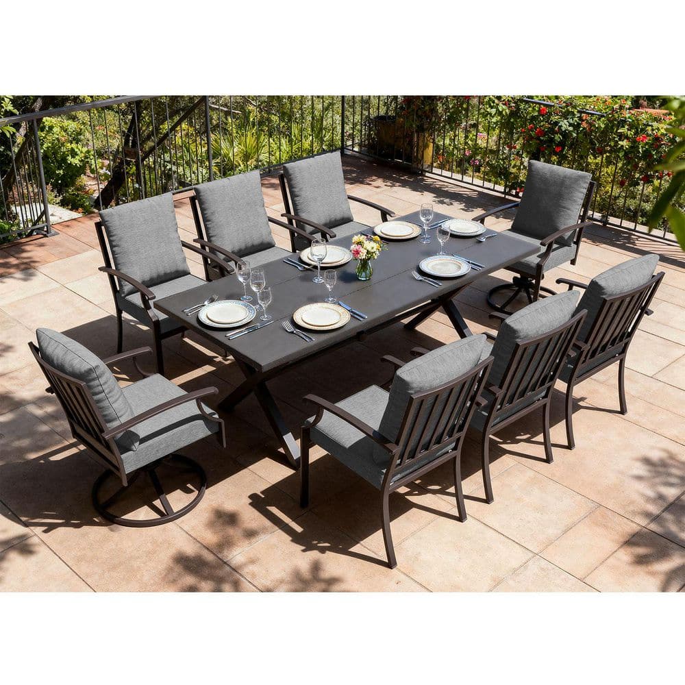 Zerpod 9-Piece Metal Outdoor Dining Set with 6 Dining Chairs, 2