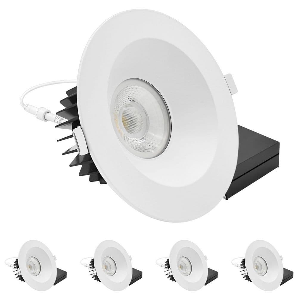 6 in. Integrated LED Regressed Canless Spotlight with Round White Trim, 22W, 1800LM, 5CCT, 60° Beam, Dimmable, (4-Pack) price history on PriceWatchPro